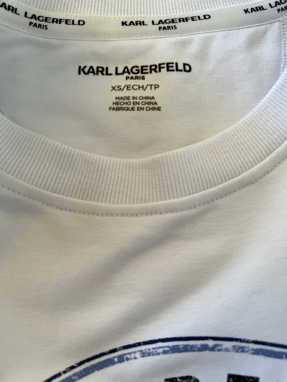 Karl Lagerfeld White Logo Crewneck Sweatshirt with Black Tag Detail - Picture 7 of 8